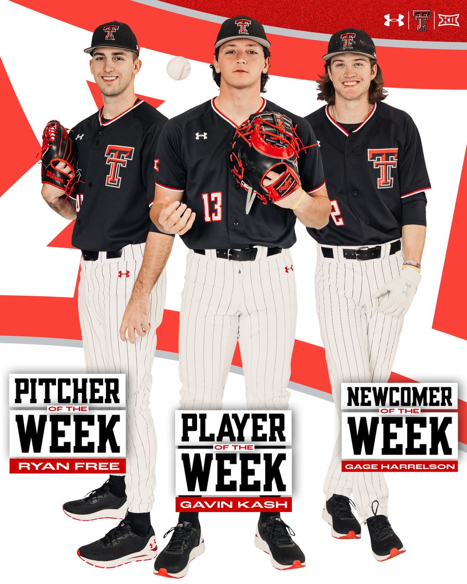 TTU_Baseball's tweet photo. Brooms for the Big 12 weekly awards 🧹💨

The first school to sweep weekly honors since 2021.

#WreckEm | #Big12BSB https://t.co/OOGkn0pzTL