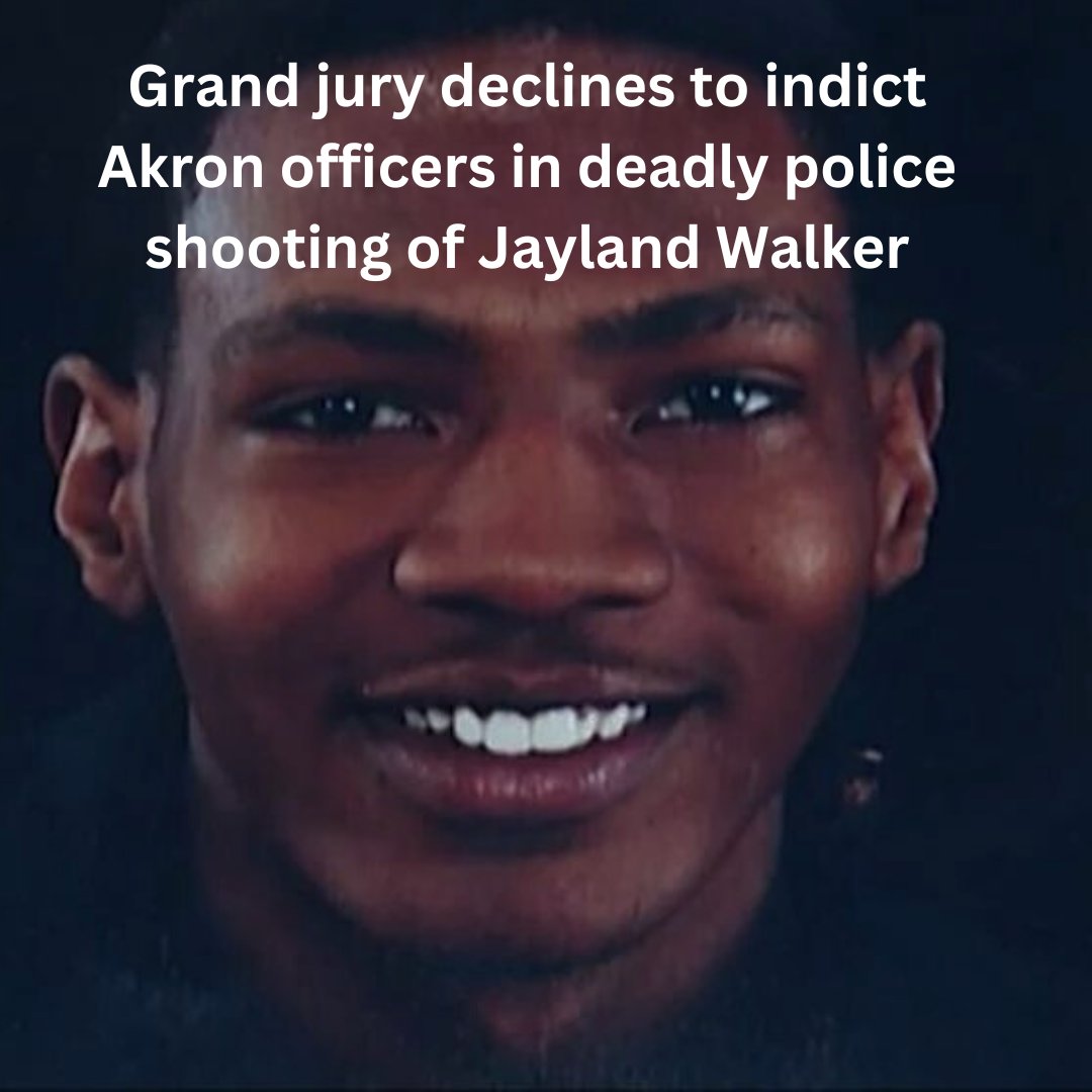 Grand jury declines to indict Akron officers in deadly police shooting of #JaylandWalker.

Officials confirmed 94 shots were taken at Walker during the incident, with 46 gunshot wounds to his body. There were no drugs or alcohol in his system, officials said. 

Injustice stacked…