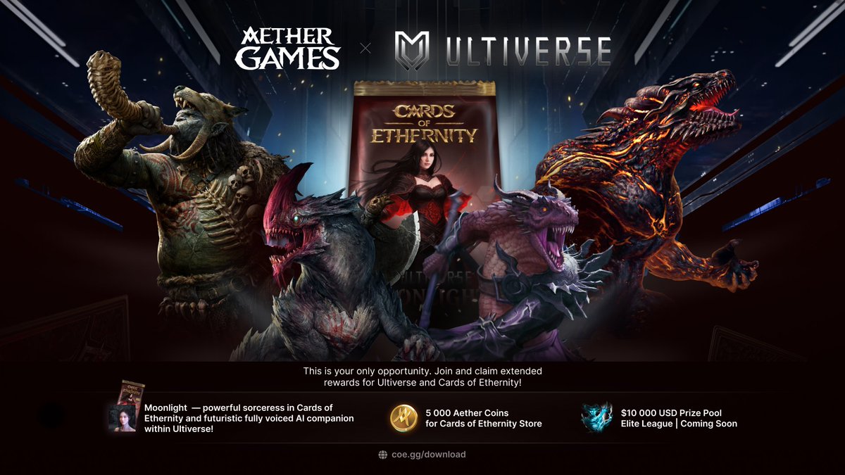 AetherGamesInc's tweet image. 1) 🎉 We are excited to announce an upcoming NFT airdrop 🪂 we will be doing with @ultiversedao 🧙‍♂️ that comes with exciting utilities ⚔️