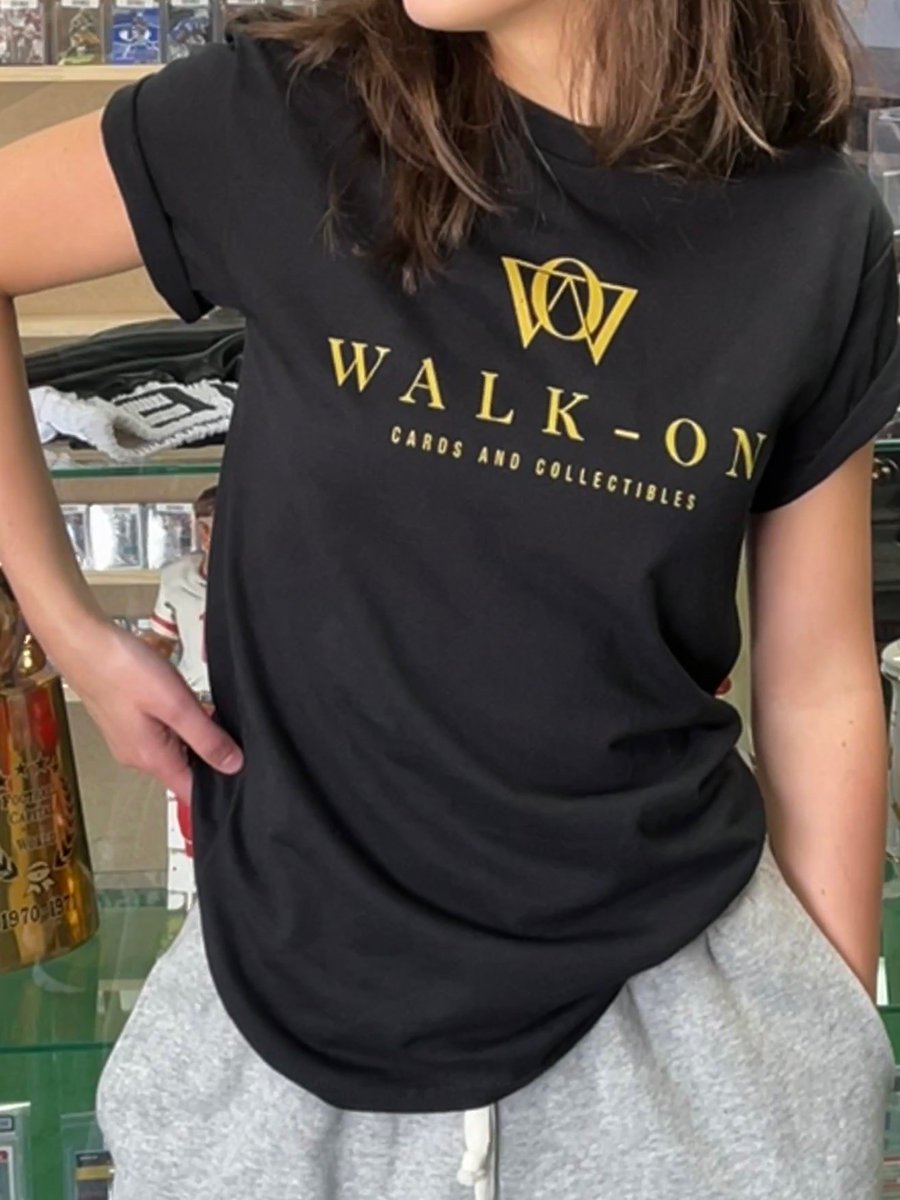 JUST IN -
@Walkon_Cards
swag! Rep your new favorite sports cards and collectibles store with a T-shirt or a hoodie. Now available in store in sizes small through 2XL. Get yours today! #sportscards #sportscollectibles #sportsapparel