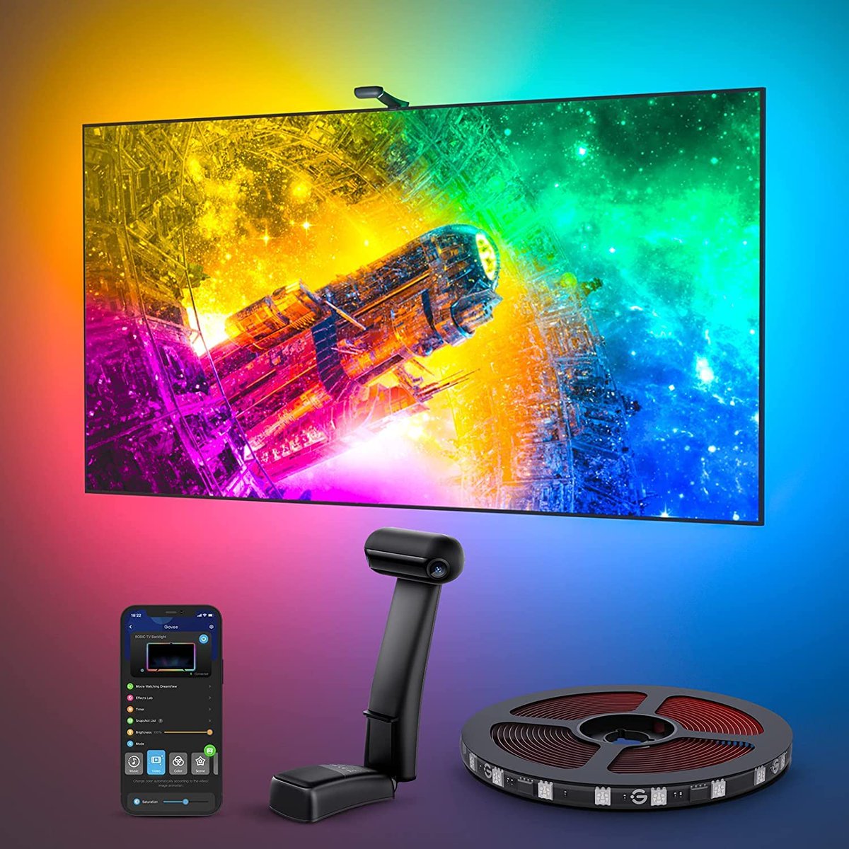 IGNDeals's tweet photo. the Govee Envisual TV LED Backlight T2 with Dual Cameras Strip Light set is on sale for $109.99 at Amazon (was $139.99) 📺 https://t.co/fHccM0Ol1X https://t.co/ivQ0foiw9x