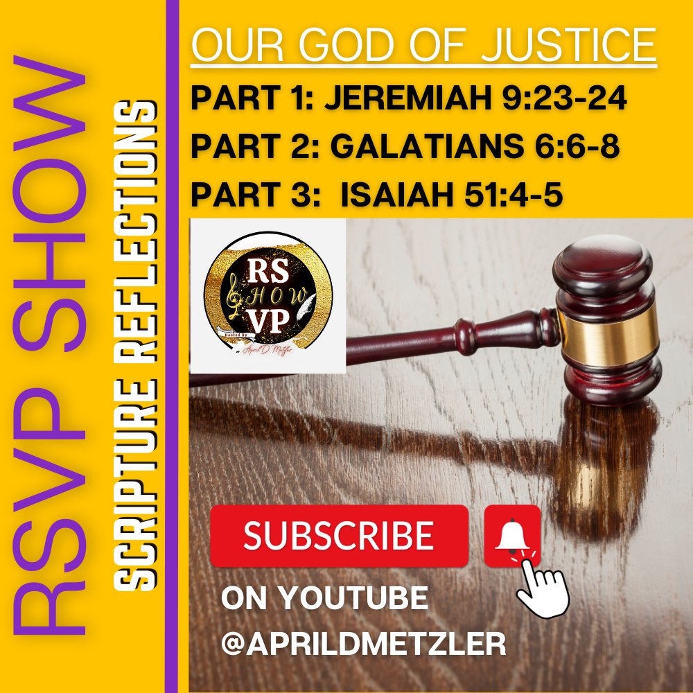 AprilDMetzler's tweet image. Got 10-15 minutes for a quick study of the words in the Word? Here is the playlist.This is #scripturereflections on the #RSVPshow , y&apos;all!
New 3 part series about knowing our God of Justice will release on #youtube 
April 24th - May 8th, 2023 Mondays
youtube.com/playlist?list=…