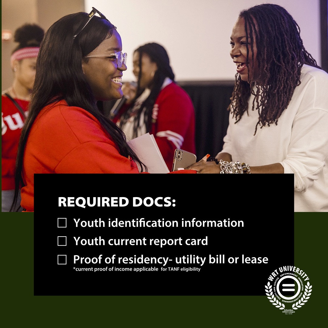 CULempowering's tweet image. CALLING ALL STUDENTS AGES 14 -19! Our WRTU registration is open now! All the documents required for registration are shown above. Click the link to register today: workready.cul.org/blank-4 #wrtu #workreadiness #columbusurbanleague