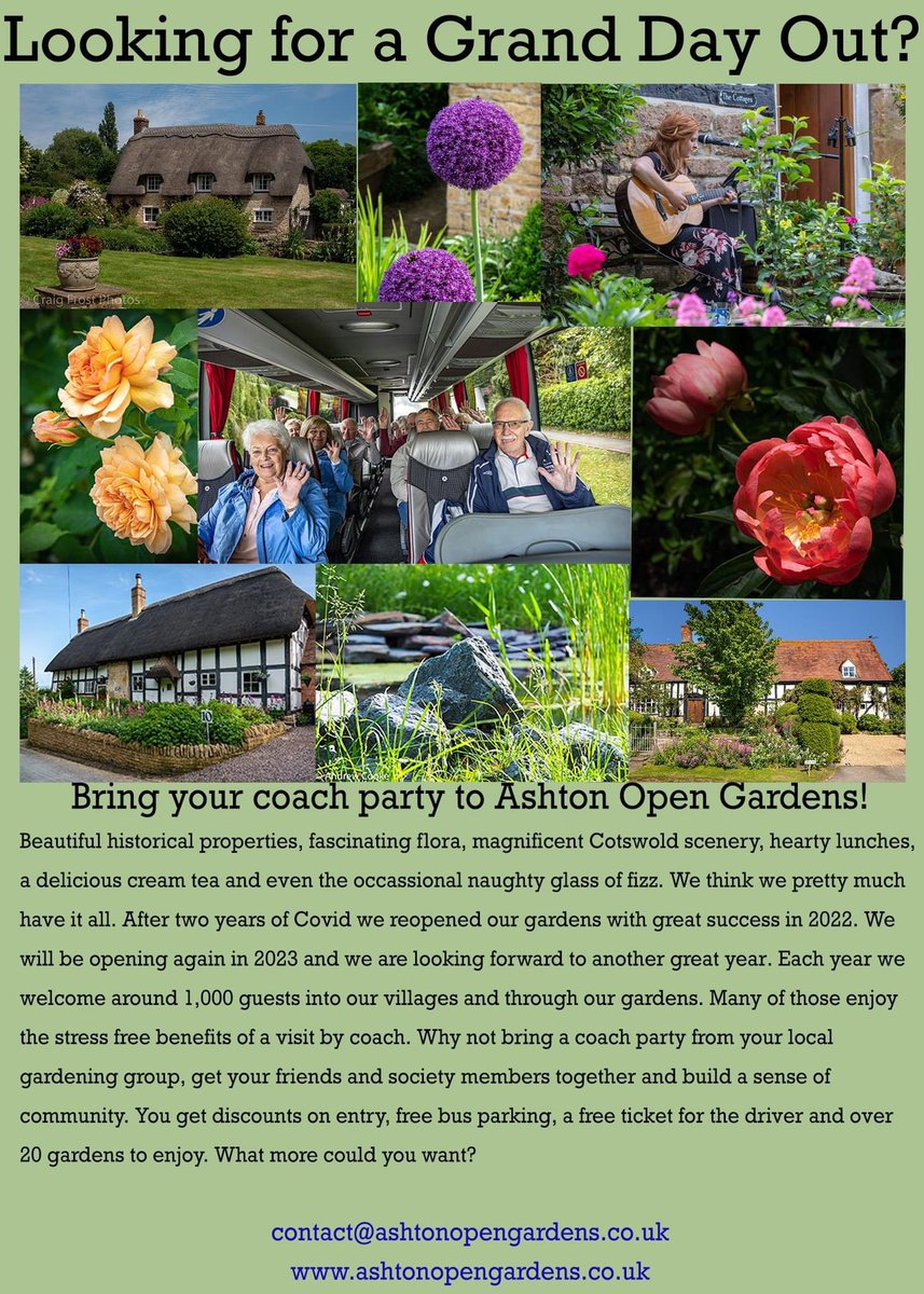 OpenAshton's tweet photo. Why not get a group together and bring a coach party to Ashton Open Gardens. You get a discount on every ticket and free tickets for the driver.

What a great idea!

@BHAPottingSheds @NicoleHigginso5 https://t.co/BMOLe7ly87