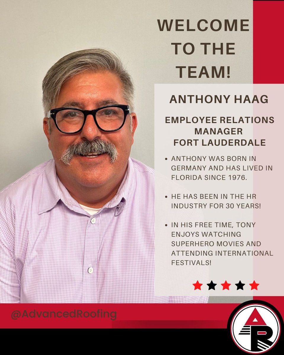 AdvancedRoofFL's tweet photo. Welcome to the #AdvancedTeam Anthony Haag!

#AdvancedRoofingInc #AdvancedNewHire #AdvancedAmbassadors #AdvancedAchievers #NewTeamMember #HiringNow #OurTeamRocks https://t.co/2NCoBPekrT