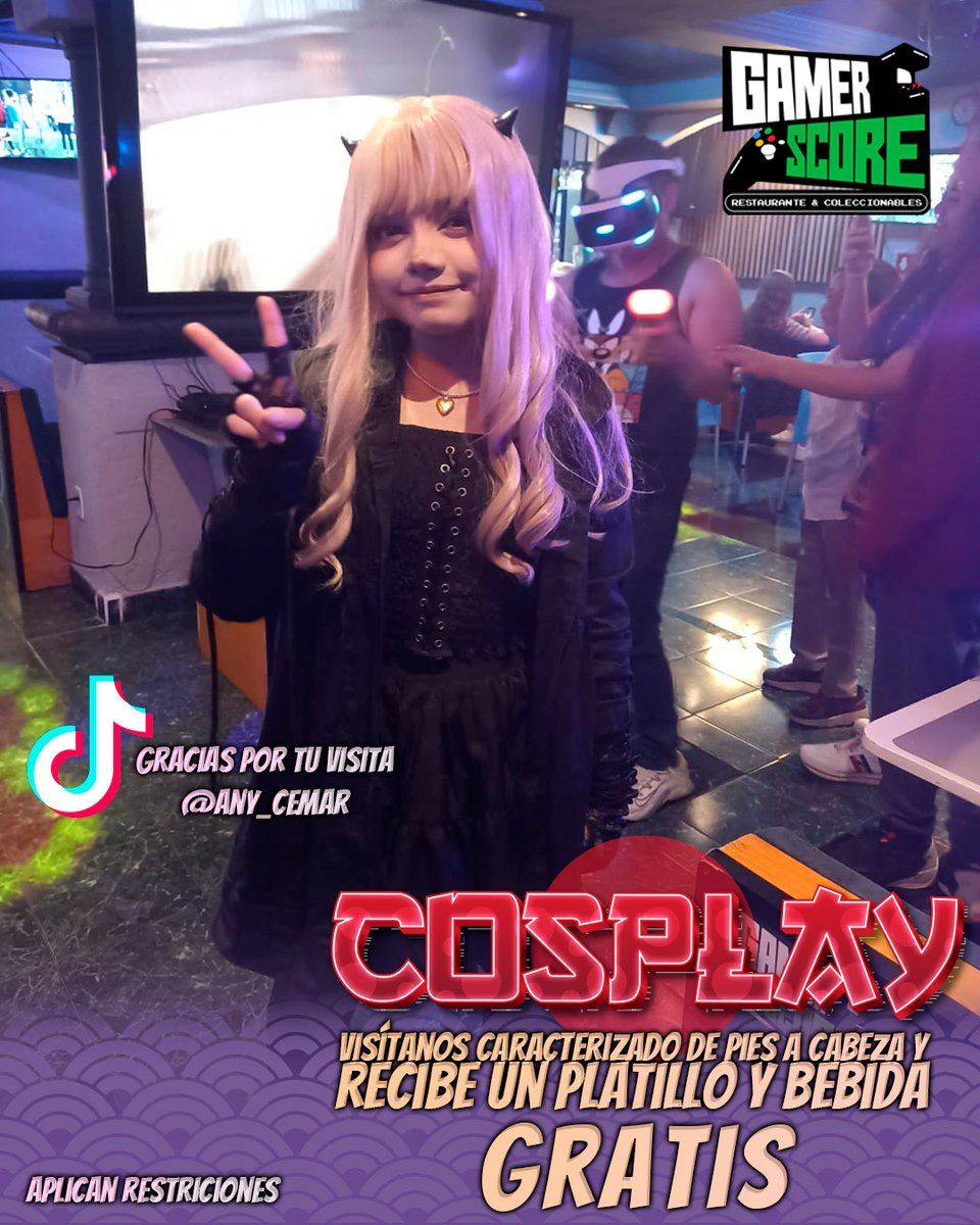 Gamerscore_MX's tweet photo. 🏆 Visítanos caracterizado de pies a cabeza con tu Cosplay favorito 🎏y recibe un Platillo y Bebida de tu elección Totalmente Gratis 🤩 Agradecemos a nuestra queria amiga @any_cemar quién Recientemente nos visitó. 🤖👾📱🎮 https://t.co/pxm7jJ4ehy