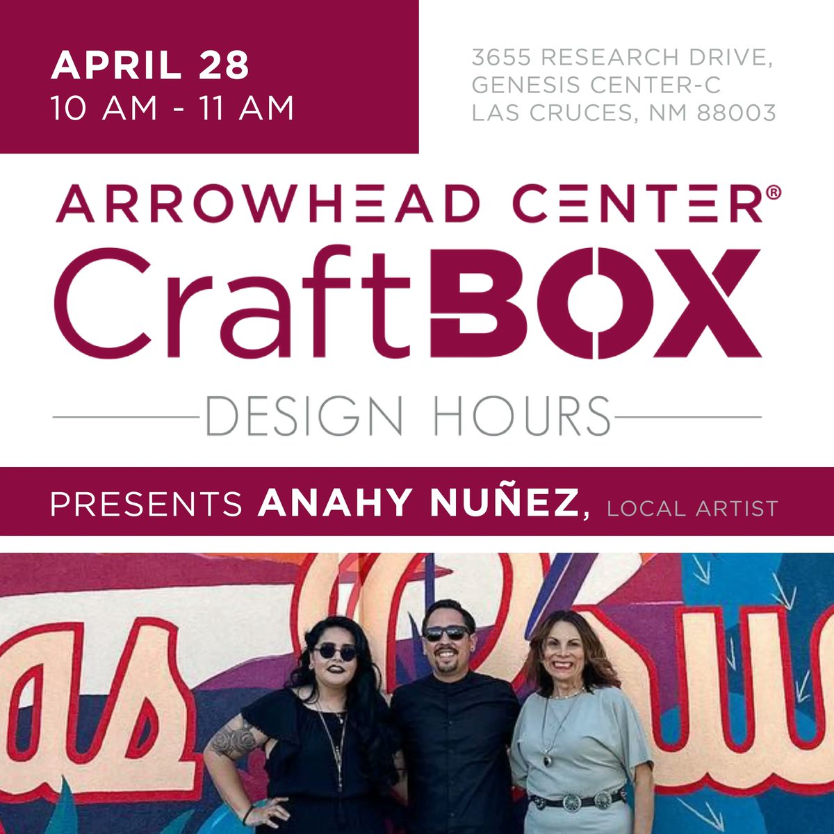ATI_Arrowhead's tweet photo. We are excited to be hosting Anahy Nuñez, local artist, on April 28th for an #ArrowheadCenter #CraftboxDesignHours session. She will be discussing steps to take as a fine artist, her journey as an artist, how commissions work, landing projects, and more. https://t.co/vUffJ2lxGp