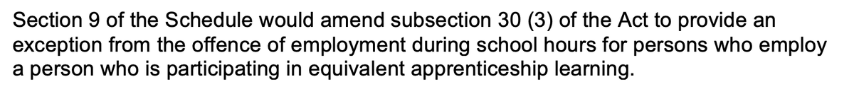 Currently in Ontario if someone hires a student, while they are supposed to be in school, they could be fined.

Lecce's changing that.  An employer just has to call the work an apprenticeship &amp; they can have 16 year olds working during the school day.

#onpoli #onted #osstf