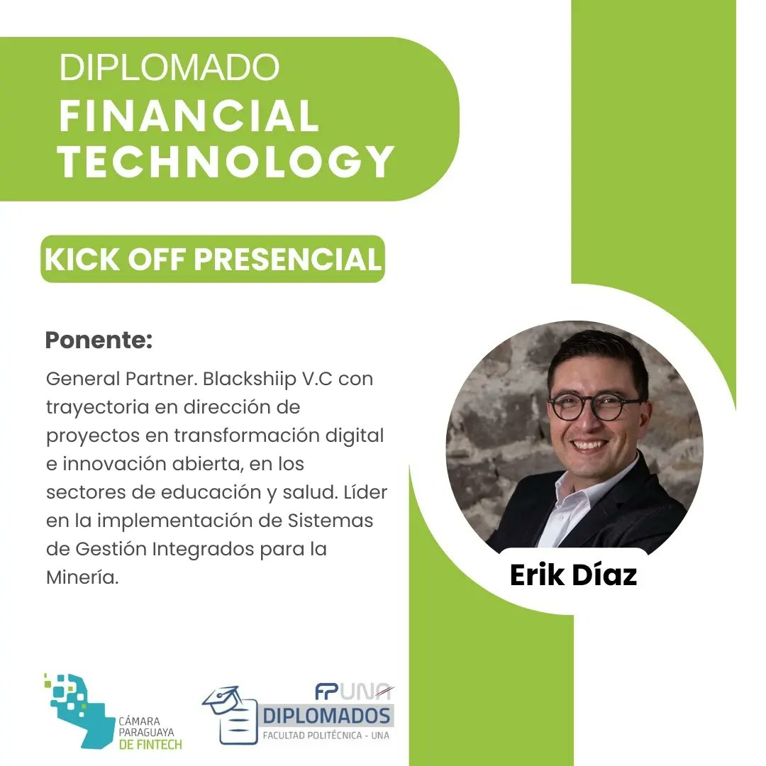 Súmate al Kick off presencial del Diplomado en Financial Technology 🙌🏼

Te esperamos mañana en la Facultad Politécnica UNA - San Lorenzo.
Cupos limitados
Para inscripciones y más información, contáctanos ➡️ consultasdiplomadosfp@pol.una.py  o al | (0972) 735-538 (sólo mensajes)
