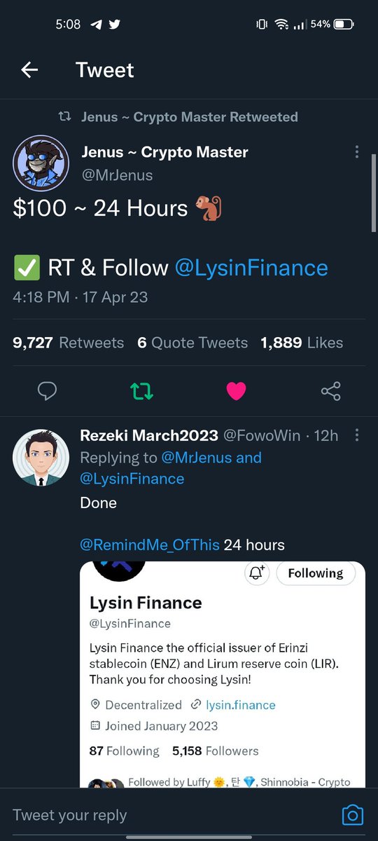 VonnCuenca's tweet photo. @MrJenus @LysinFinance done https://t.co/M8CrS2AJr8
