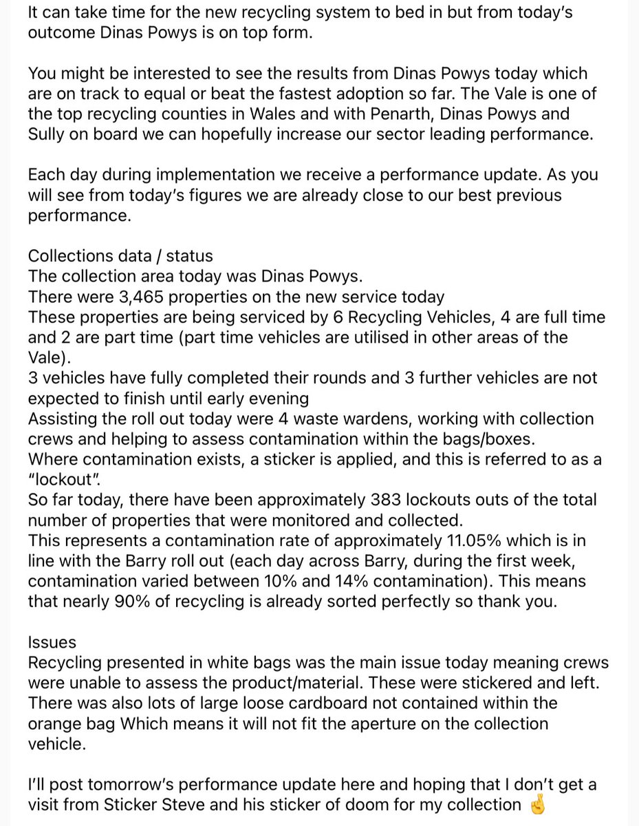 lisburnett's tweet image. Already at a sector leading 70% recycling rate but we want to do more. With a brand new facility we’ve introduced separated recycling in the last third of @VOGCouncil Dinas Powys have rocked it today. 👇👇