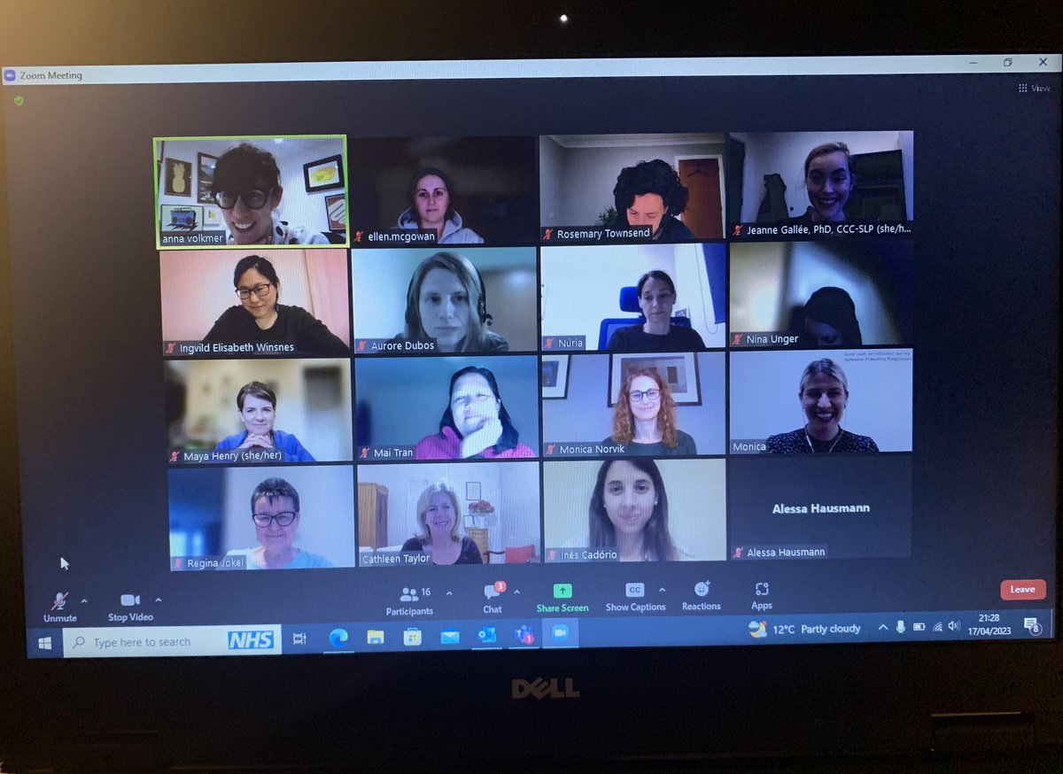 10 countries represented on our PPA network meeting tonight 👏🏼 Really appreciate feeling connected in this area where we are often working alone as Speech and Language Therapists @volkmer_anna @RosemaryTowns15 @Jeanne1Gallee @MonicaIKK @RCSLTResearch @RareDementia #latenightcpd