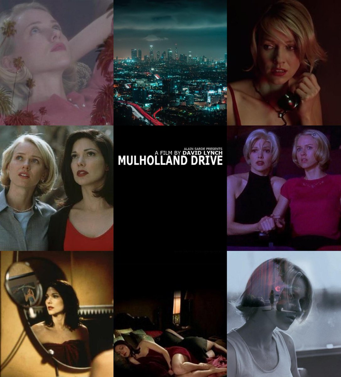 Directed by D.Lynch

the masterpiece in 2001

it's generally considered
his greatest work and
very difficult to understand.
a space-time distortion happens
and everything you watch
is not always true.
But
people gravitate towards
the extremely fascinating art.

#MULHOLLANDDRIVE