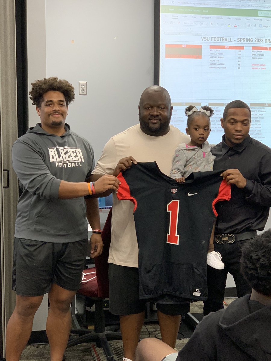With the First Overall Pick Team Black selects:
WR Council Allen 
DL Myles Harp
