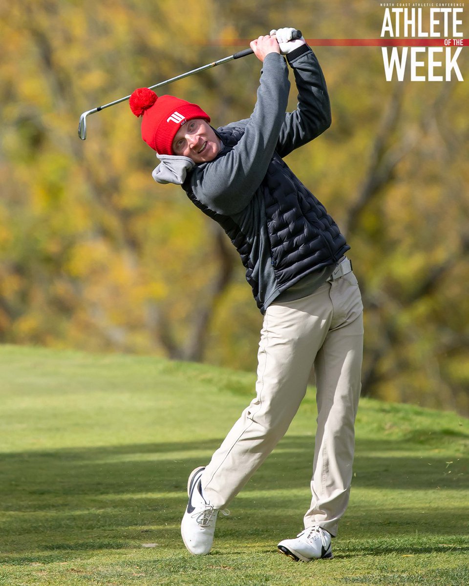WittAthletics's tweet photo. J.F. Aber was named this week's NCAC Athlete of the Week for men's golf! 

Aber took first in the DIII Showcase with a 54-hole score of 202 (-8) on the weekend. With this three-round score of 202, Aber now has the three-round low score record in Wittenberg history. #TigerUp https://t.co/1LebhkPkla