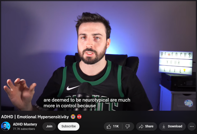 165,132 views  21 Jun 2019  #AdhdManagement
How to get a Diagnosis ➡️   

 • How To Get Tested...   
Join this channel to get access to perks ➡️
  

 / @adhdmastery  

Please note I am not a medical professional.

ADHD is commonly linked with heightened intensity of emotion, rejection-sensitive dysphoria, overwhelm, low frustration and stress tolerance, anger outbursts and irrational reactionary responses.

#AdhdManagement #AdhdEmotions