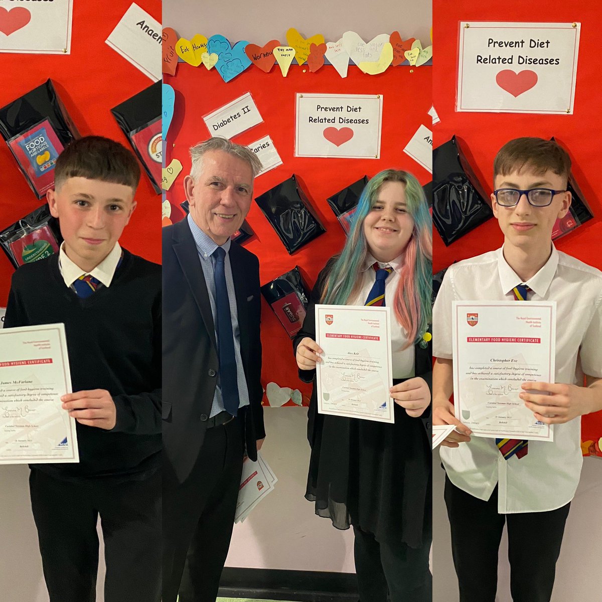 CN_HS's tweet photo. Celebrating Success: Well done to the S3 pupils who received their REHIS Certification today. An excellent achievement in our Hospitality Department @MrsMcPakeHomeEc #teamCNHS💙💛❤️ https://t.co/mZeSiHd7v3