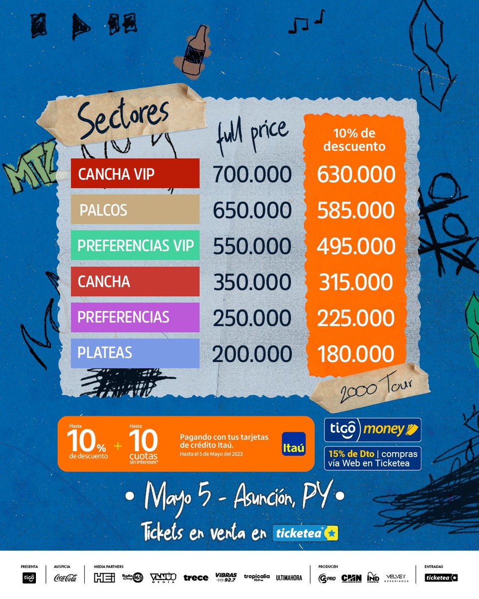G5pro's tweet photo. 😏Temblores poseen mi cuerpo porque en breve #ManuelTurizoPy 🫦 estará en vivo con el #2000Tour🥵en 🇵🇾
Entradas limitadas‼️
🗓️ 5/Mayo
📍SND
➕Info Camarotes 0981642000
🎟️ @ticketeapy
👉Beneficios
🔹Tarjetas Itaú 10% Dto.
🔹Tigo Money 15 % Dto. Online https://t.co/8GDe0F0BqQ