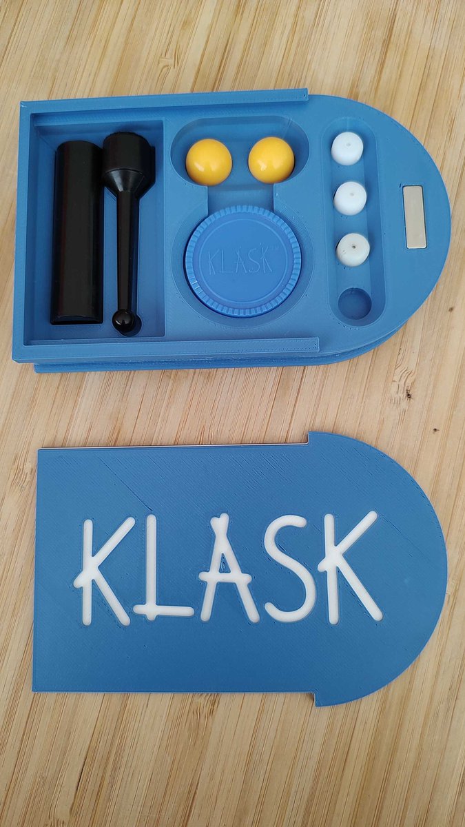 tjjos's tweet photo. I designed an Accessory Box for @KLASKgame It stores the strikers, biscuits, balls and coins and attaches to the board for easy access and transportation.
 
Download it for free at https://t.co/Lhx67pBy37 #klask #klaskgame #boardgames https://t.co/aQpPugxuSi