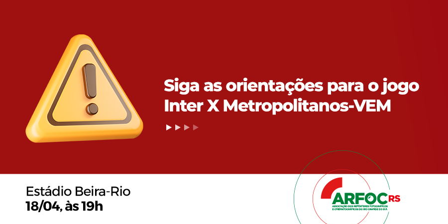 ArfocRS's tweet photo. A Arfoc-RS informa as orientações da CONMEBOL para o jogo Inter X Metropolitanos-VEM, que acontece nesta terça-feira (18/04), às 19h, no Estádio Beira-Rio. #CONMEBOL #Inter #Metropolitanos #BeiraRio #ArfocRS https://t.co/THCJOqmfFP