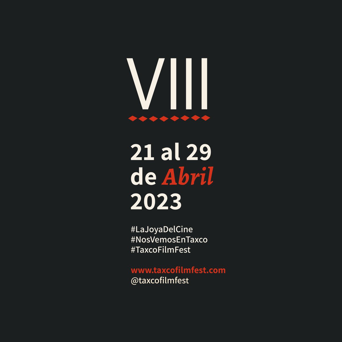 TaxcoFilmFest's tweet photo. Viernes 🔻21/ Abril/ 2023

📌Reserva tus entradas en https://t.co/iMGRrbmkE9
📍¡Ya casi nos vemos en Taxco!
#NosVemosenTaxco #LaJoyadelCine #VIIITAFF
✨ Del 21 al 29 de Abril del 2023 https://t.co/sjembqiXSc