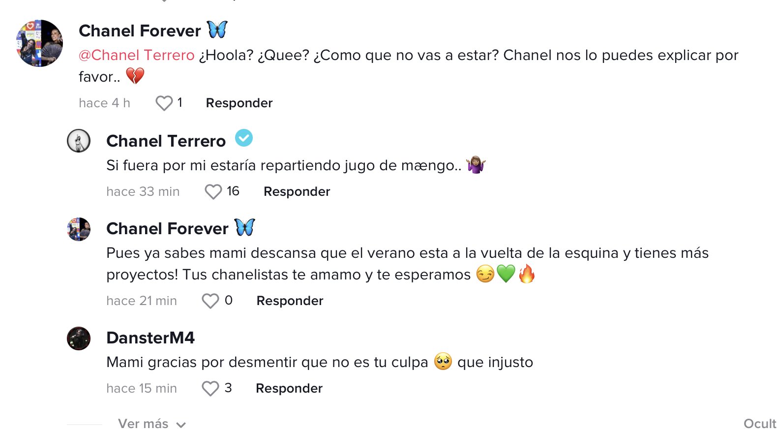 Luis Mesa ۞ on Twitter: "🥭 Pues Chanel se pronuncia en un comentario en un  vídeo en TikTok de @itsmiryg sobre lo del interval de la final, negando que  lo hayan descartado. '