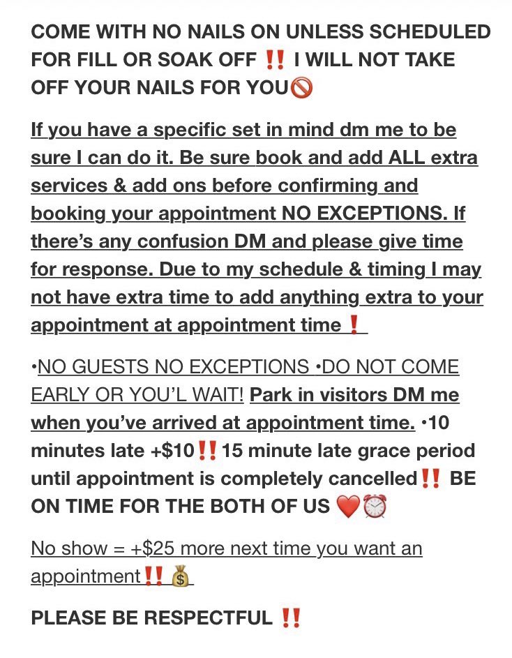 0ncloud10's tweet photo. Some of my work along w pricing and policy 💅🏽 I can do it all 

Book with your local Houston Nailtech/Braider 😚 (I am licensed) https://t.co/Qw9m0xPxkP