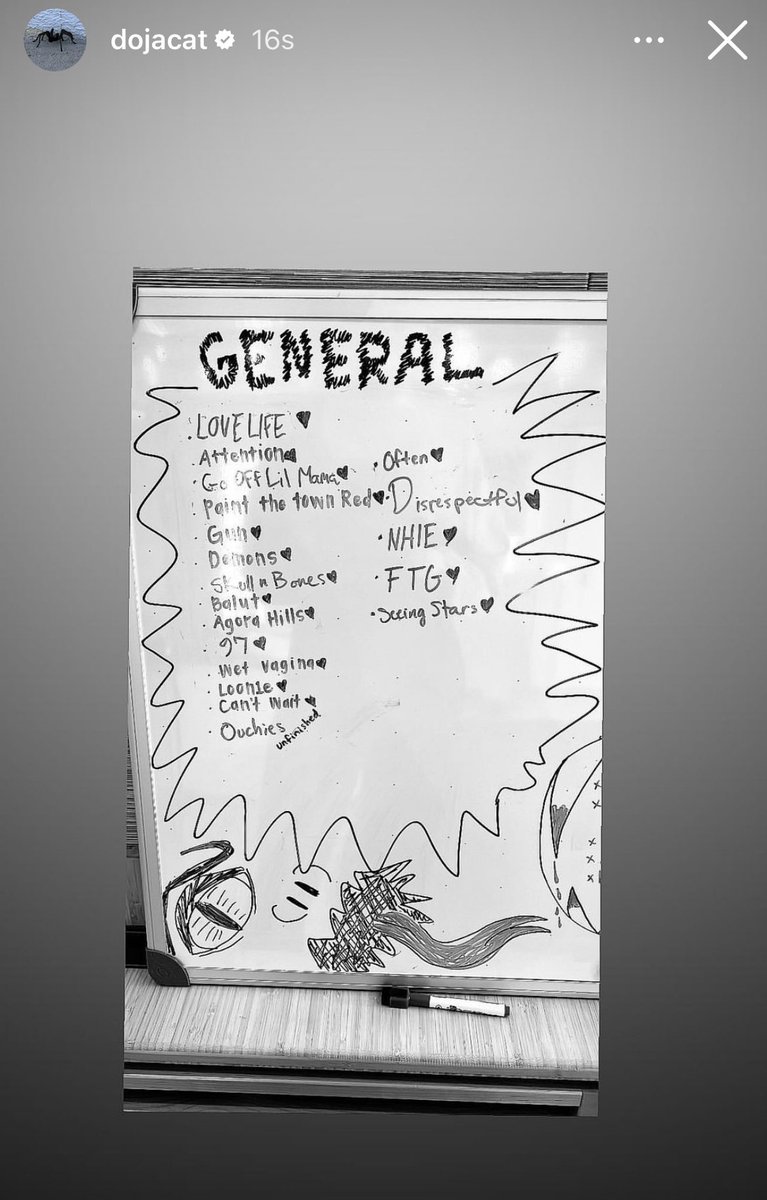 TheKittensRoom's tweet image. .@DojaCat shared #Hellmouth’s potential tracklist (??) via her IG stories.