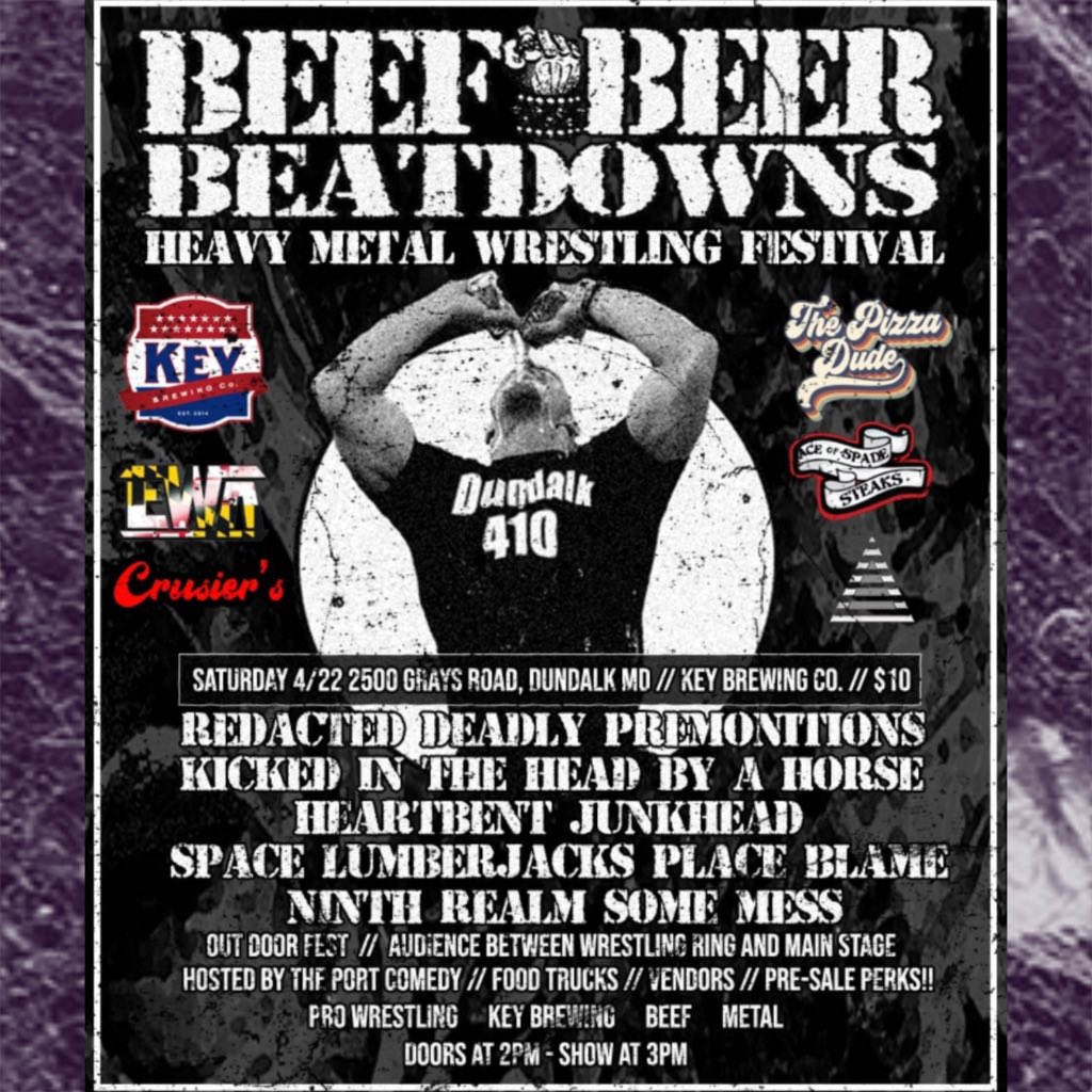 some_mess's tweet photo. THIS SATURDAY
ITS TIME TO BEEF &amp; BEER &amp; BEATDOWN!!!!
#somemess #beef #beer #beatdown #wrestling #heavymetal #festival https://t.co/Zz33oPs6AT