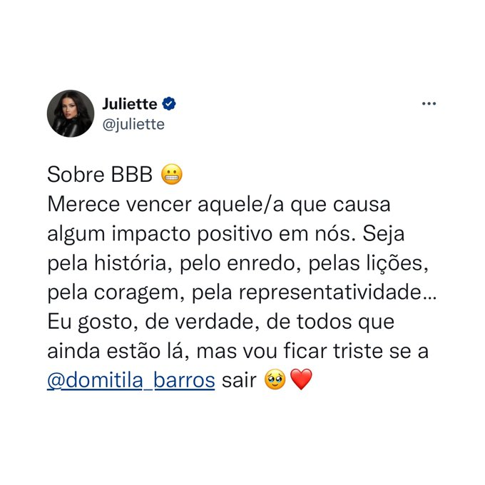 ZAMENZA's tweet image. Juliette e Gil do Vigor apoiando Domitila Barros??? POR ISSO SEMPRE SERÃO OS MAIORES. #BBB23