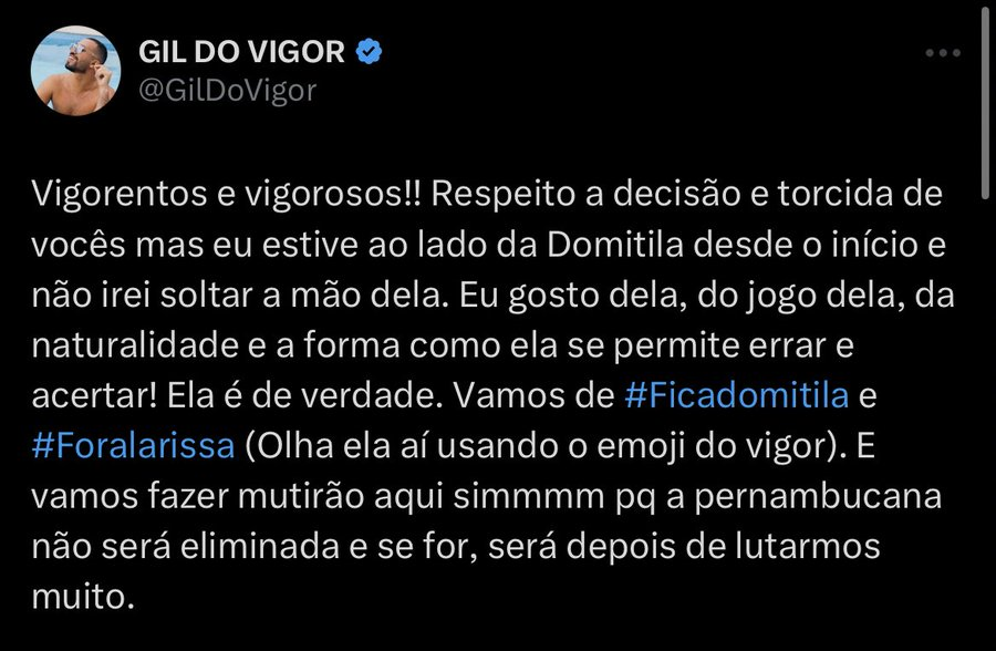 ZAMENZA's tweet image. Juliette e Gil do Vigor apoiando Domitila Barros??? POR ISSO SEMPRE SERÃO OS MAIORES. #BBB23