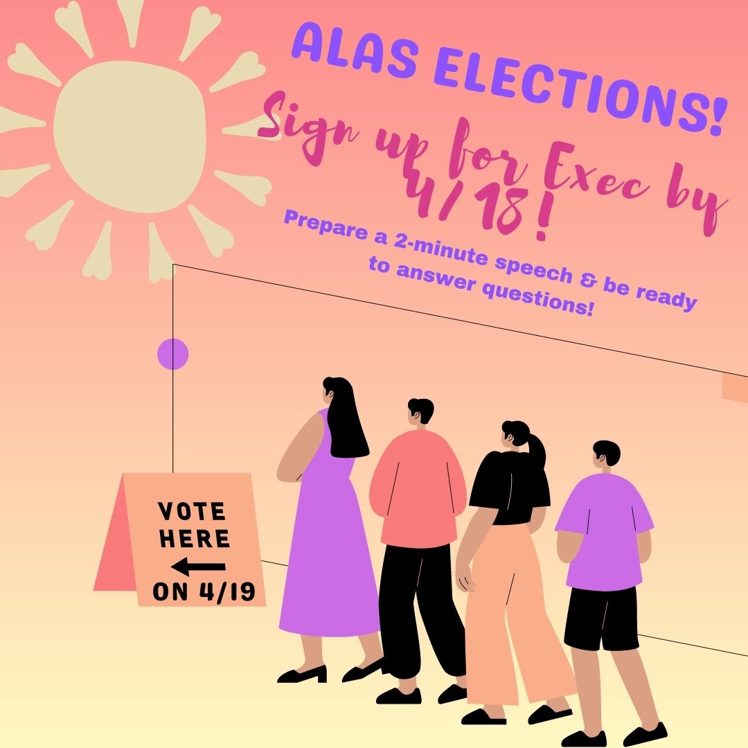 Want to lead ALAS next year? Sign up here for a position on the executive board by tomorrow!!!
nam02.safelinks.protection.outlook.com/?url=https%3A%…