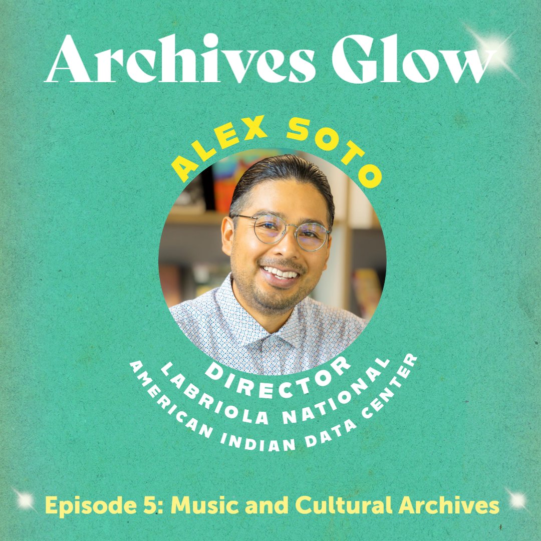 ASUChicano's tweet photo. Episode 5 of Archives Glow is now available! https://t.co/97orwODhpE 
Episode 5, "Music and Cultural Archives" features Alex Soto, a member of the Tohono O'odham Nation in Arizona and director of the Labriola National American Indian Data Center at @ASULibraries. https://t.co/7rLdcmLDVk