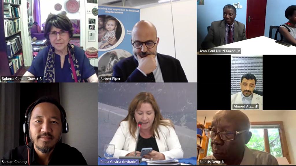 samdcheung's tweet photo. Deep honor moderating today's 25th anniversary of Guiding Principles on Internal Displacement with esteemed  architects &amp; groundbreakers: Francis Deng, Roberta Cohen, Chaloka Beyani, @cejjimenez @PaulaGaviriaB @UNPiper and IDPs from South Sudan &amp; Yemen. May we continue steadfast. https://t.co/xX7i7y3Vu7