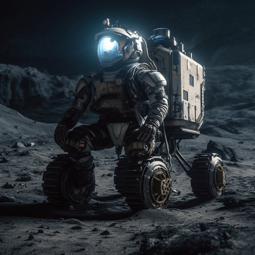 Slinkties's tweet photo. Lunar Exploration 

#NFTs #midjourney #aiartist #Ethereum #opensea #moon #midjourneyart https://t.co/qcwvgBSfVk