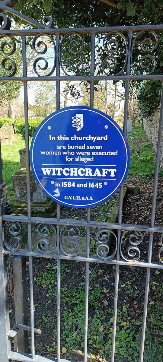 The plaque about the women buried in St Nicholas churchyard, Great Yarmouth, after being hanged at North Denes as part of the Matthew Hopkins Witch Trials. Alice Clisswell, Elizabeth Bradwell, Elizabeth Dudgeon, Bridget Howard and Margaret Blackbourne.

#witchtrials  #blueplaque