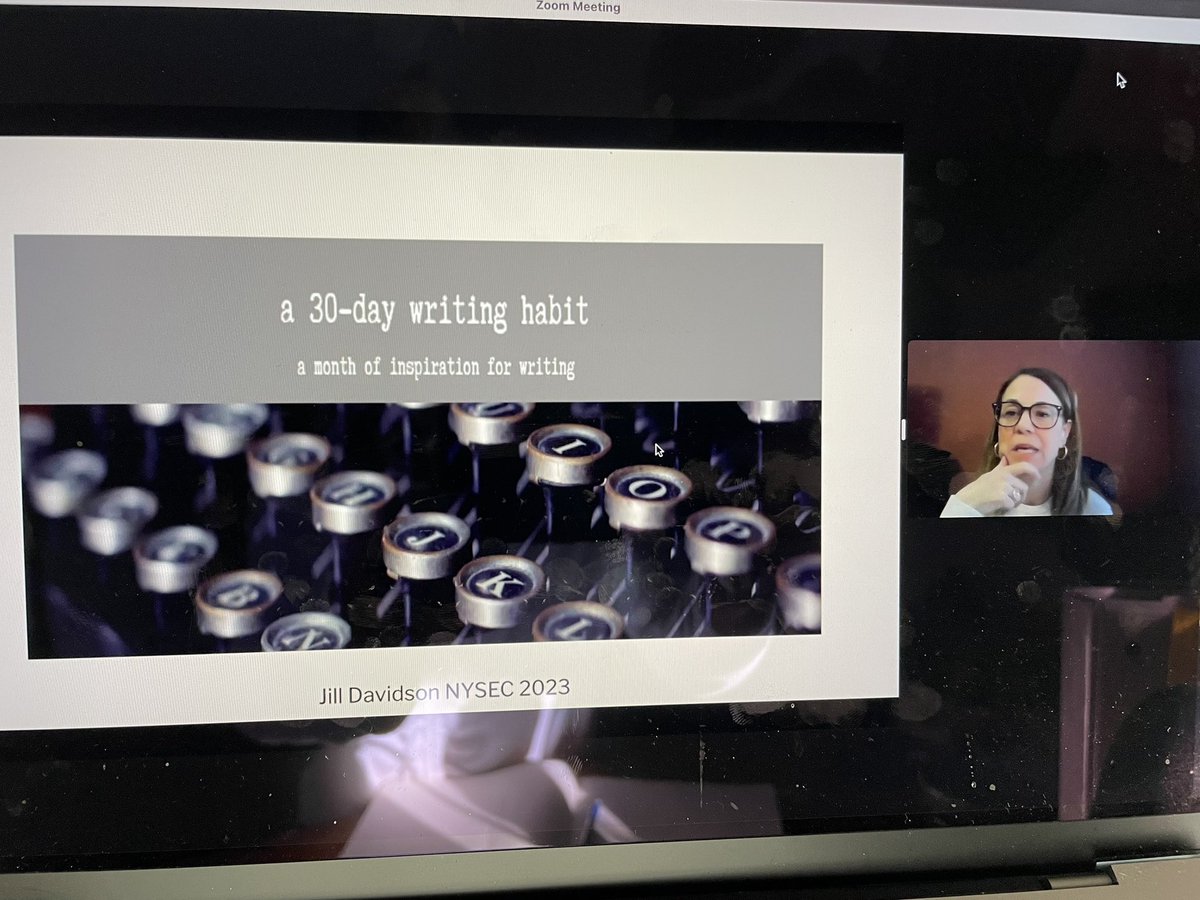Sooo many great ideas and inspiring pedagogy from Jill Davidson @ShelfieTalk for this @nysec_tweets sponsored kickoff with to a 30 day writing habit. Props to my co-host @vivettdukes for the enthusiasm
 to make this happen!