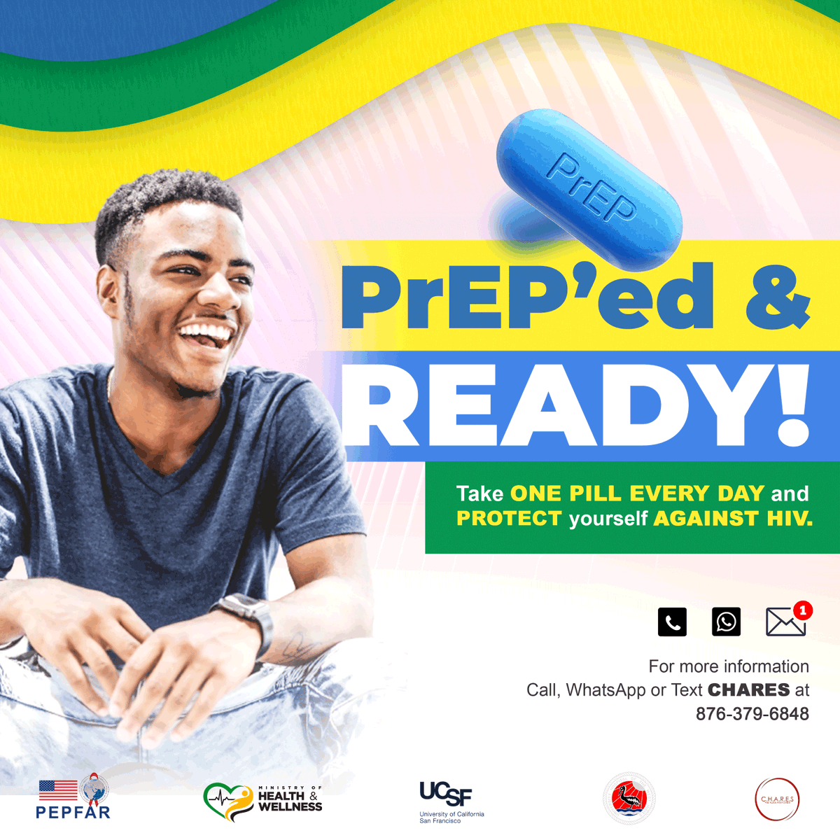 NFPBJamaica's tweet photo. Protect yourself against HIV with one pill, every day - be PrEP'ed and ready! ππ€
Need more info on PrEP? Call, WhatsApp or text CHARES @ 876-379-6848
*** PrEP does not protect against other STIs, #UseACondomEverytime ***
#NFPBjamaica #PrEPed #GetonPrEP https://t.co/VSgA4tRNJ2
