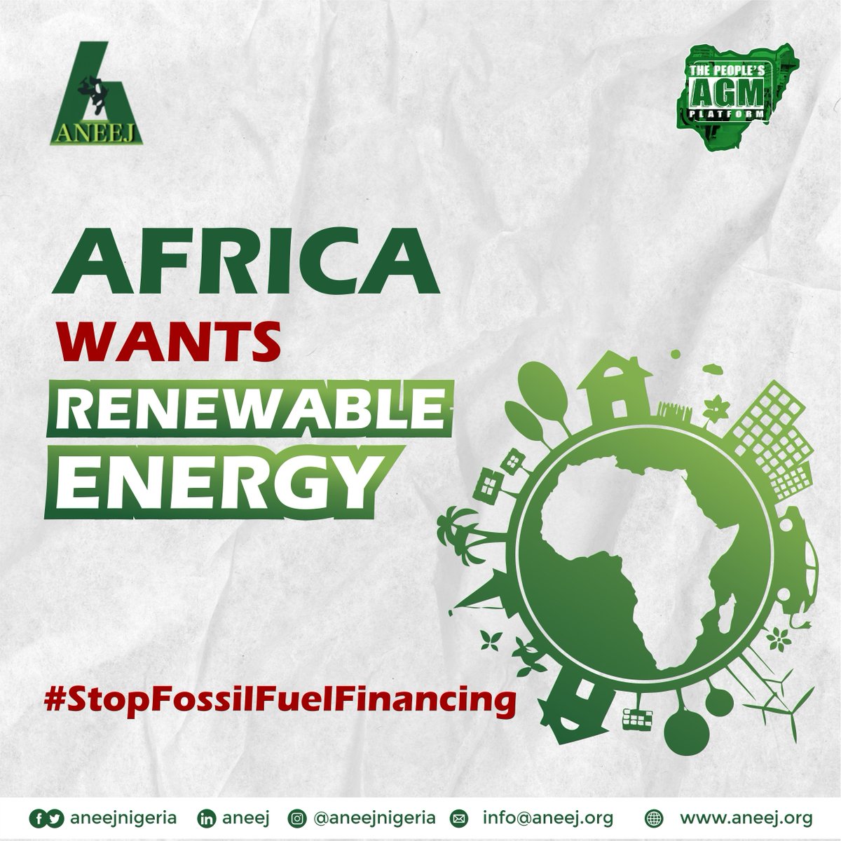 aneejnigeria's tweet photo. @agm_the will organise the #StopFossilFuelFinancing rally tomorrow at the entrance of ICC to send a strong message to @NGRPresident, Oil multinationals and Investors during the 2023 NIES in Abuja, condemning further investment in oil & gas projects and focus
& renewable energy. https://t.co/tFToPiFwTP