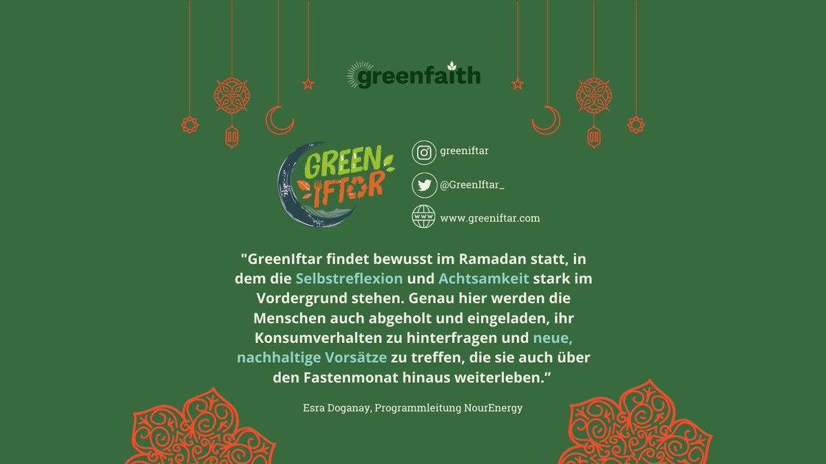 greenfaith_de's tweet photo. Was tust du, um deinen Alltag während der Fastenzeit umweltfreundlicher zu gestalten und den Planeten zu schützen?♻️
Lasst uns die letzten Tage des Ramadan nutzen, um uns für Klimagerechtigkeit einzusetzen. Jeder Beitrag in die richtige Richtung zählt.💚🙏#Ramadan #GreenIftar https://t.co/7yAg4X38h0