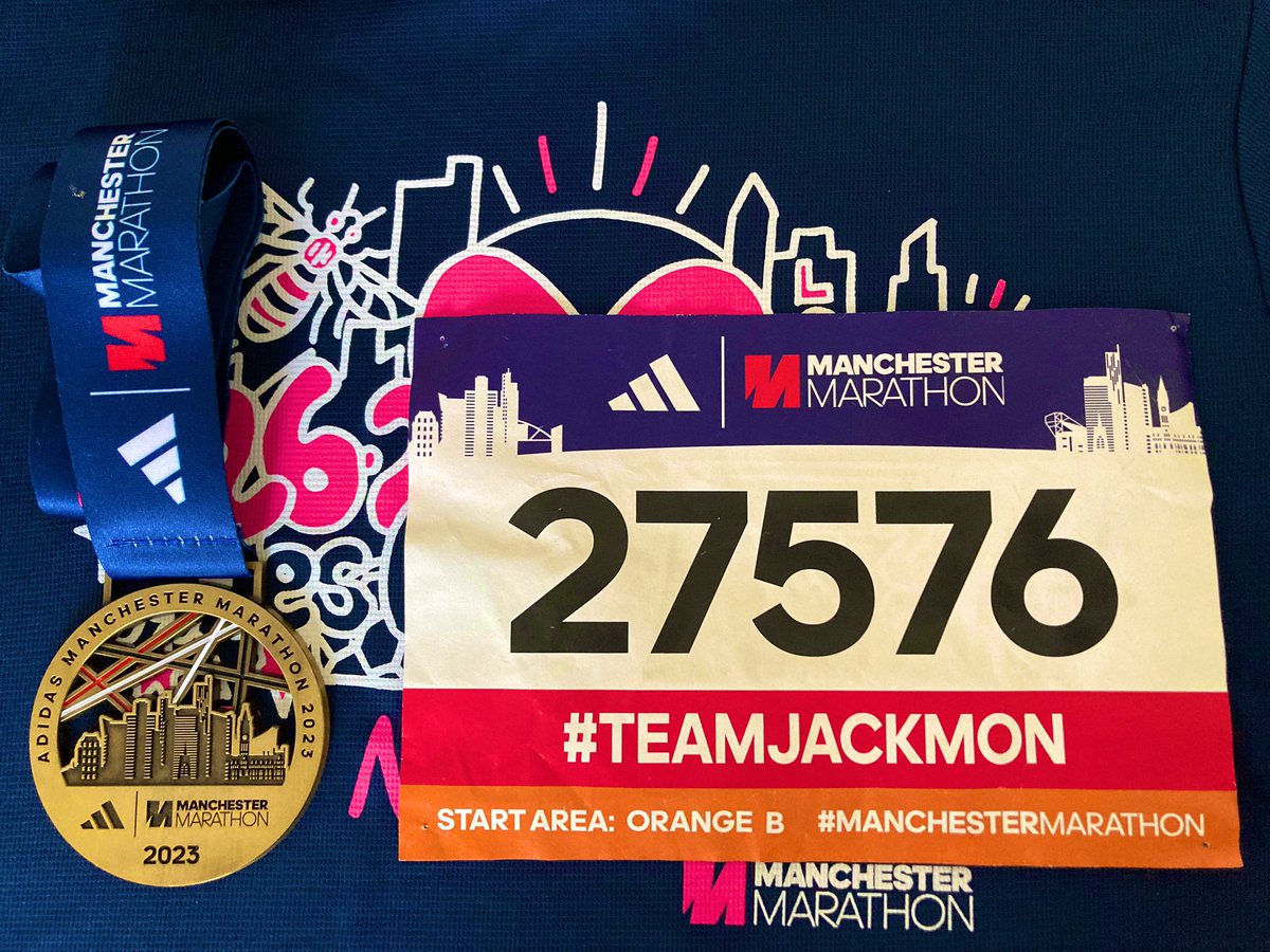 TrailsurferUK's tweet photo. Thank you #manchestermarathon2023 #ManchesterMarathon 
As always a brilliant day to remember. Keep up the good work. Thanks to all involved. 👍🏃🏻‍♂️
#TeamJackMon @caritococoloco https://t.co/tGv1Z4pIzK