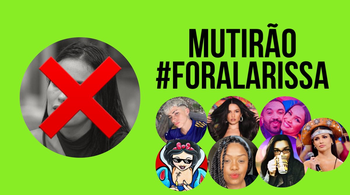 malibulox's tweet photo. MUTIRÃO FORA LARISSA INICIADO! 

Feat: @me_mari @ltcxrbs @eusouasoul @FiveComents + CENTRAIS GILLETE 🌵🎓

👉 A CADA 10 VOTOS, DEPOSITE UM EMOJI AQUI

⏰ ENCERRA ÀS 23:00

🚨 O VOTO é pra ELIMINAR, então votem na LARISSA! 
 
link: https://t.co/87ABuqwGLX https://t.co/HtsJI2FOwE