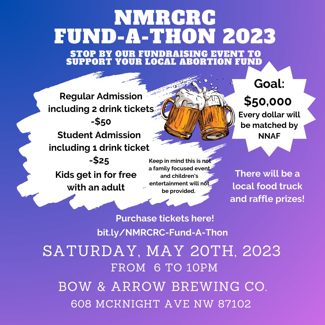 faithrootsrepro's tweet photo. Support your local abortion fund and purchase your tickets today!    If you’re not able to attend you may still contribute with a donation of your choice! 

https://t.co/w3KCdzYYlV

#fundathon #fundathon23 #fundraising #abortion #repro #reprorights #fundraisingevent #nmlocal https://t.co/XwmrOyRueV