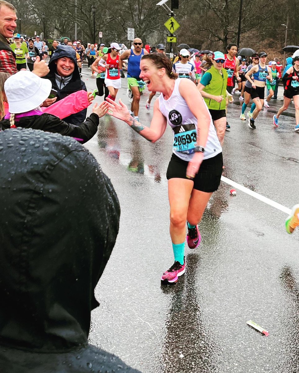 Took on my second 42.2km at the magical <a href="/bostonmarathon/">Boston Marathon</a> . Torrential rain didn’t dampen the joy. An absolute dream earning a second BQ on the Boston course. 🦄🦄💙💛<a href="/hfxroadhammers/">Halifax Road Hammers</a>