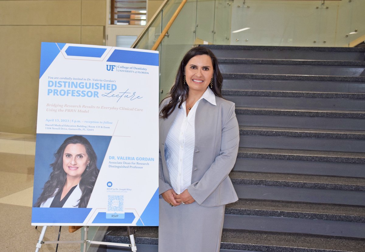 UFDentistry's tweet image. Congratulations to #UFCD's Dr. Valeria Gordan on delivering her @UFFacultySenate Distinguished Professor Lecture last week! It was a wonderful presentation and an even better evening of celebration. Thank you to everyone in attendance! #GatorDentists 

Miss it? Catch it here! ⤵️