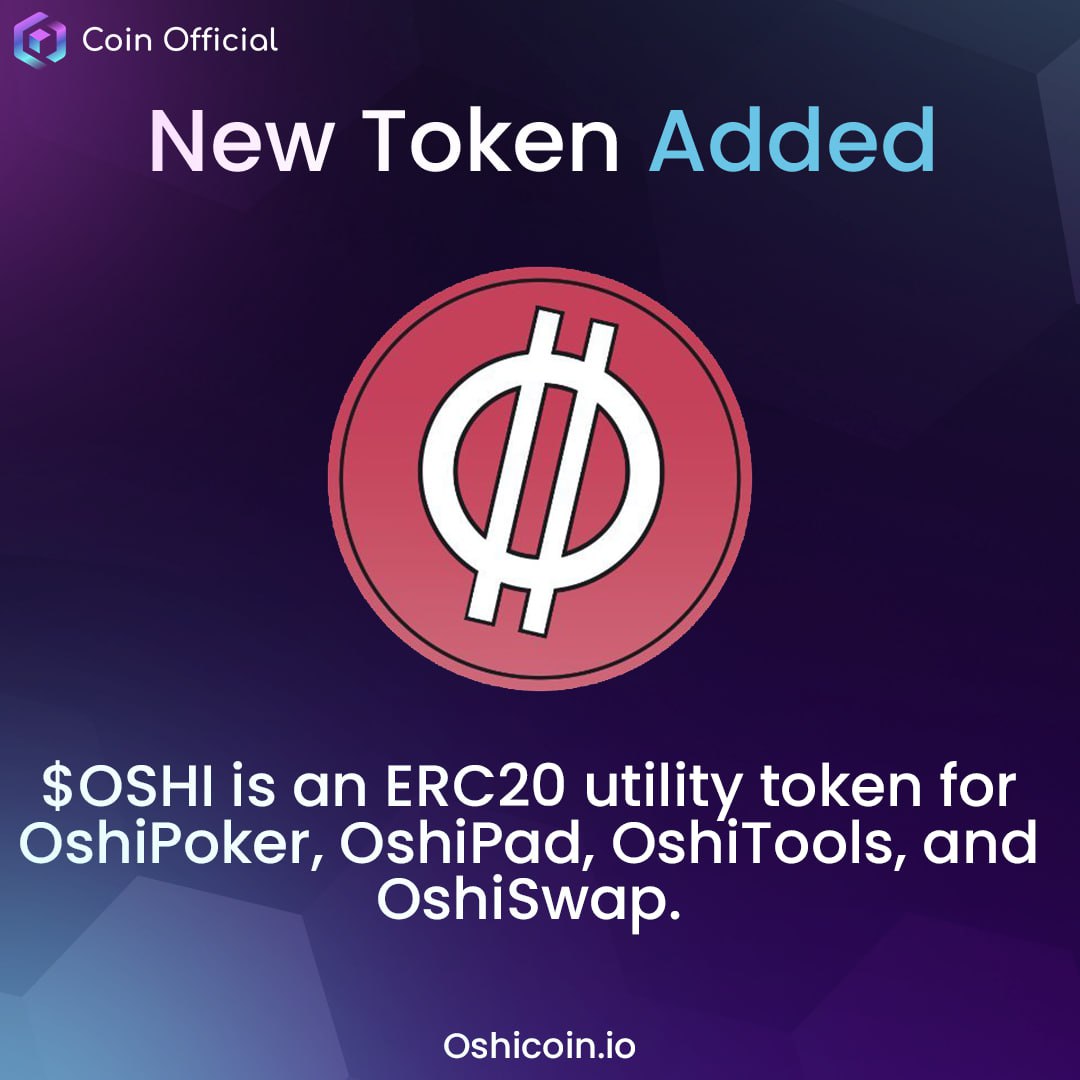 🚨NEW TOKEN ADDED: OshiCoin🚨

<a href="/OshiCoin/">Oshi</a> $OSHI
Just launched their new Poker App and man is it smooth!   

NO KYC &amp; Deposits in Crypto make this a truly Decentralized Token.  

Sign Up Now for a $10 Bonus!  NO DEPOSIT!

#coinofficial #Ethereum  #BNb #Crypto #BTC #pokeronline