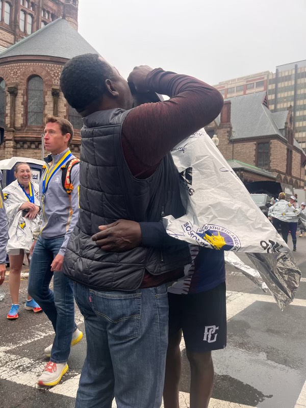 PerfectGameUSA's tweet photo. PG Ambassador Flash Gordon was on hand to congratulate his brother Anthony on finishing the #bostonmarathon!! 

Nice PG shorts Anthony! https://t.co/MIfhMGB6xu