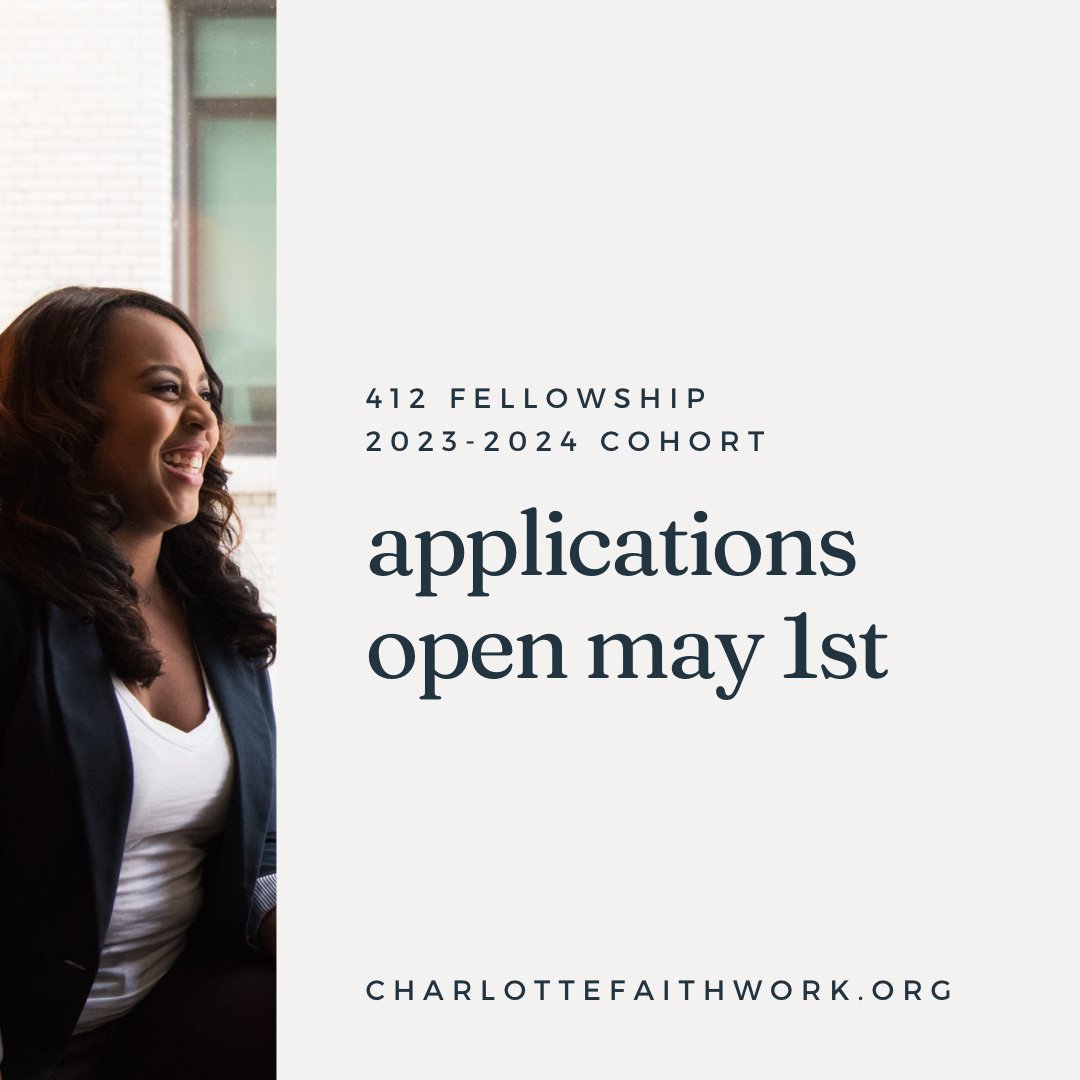 We'll be accepting applications for CIFW's 412 Fellowship program on May 1st! This 9-month faith, work &amp; discipleship cohort is an affiliate of the Global Faith &amp; Work Initiative's Gotham Fellowship, to provide top-tier training in theological, spiritual, &amp; relational formation.