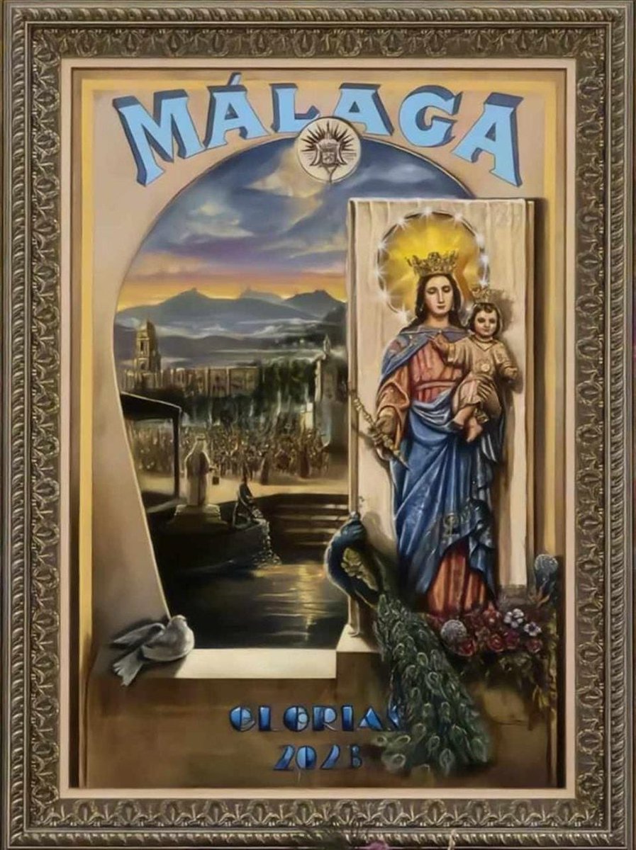 Cartel de las Glorias de Málaga (<a href="/GloriasMalaga/">Glorias de Málaga</a>) 2023, obra de  Juan Francisco Martínez Zamora. #GloriasMLG #CofradíasMLG