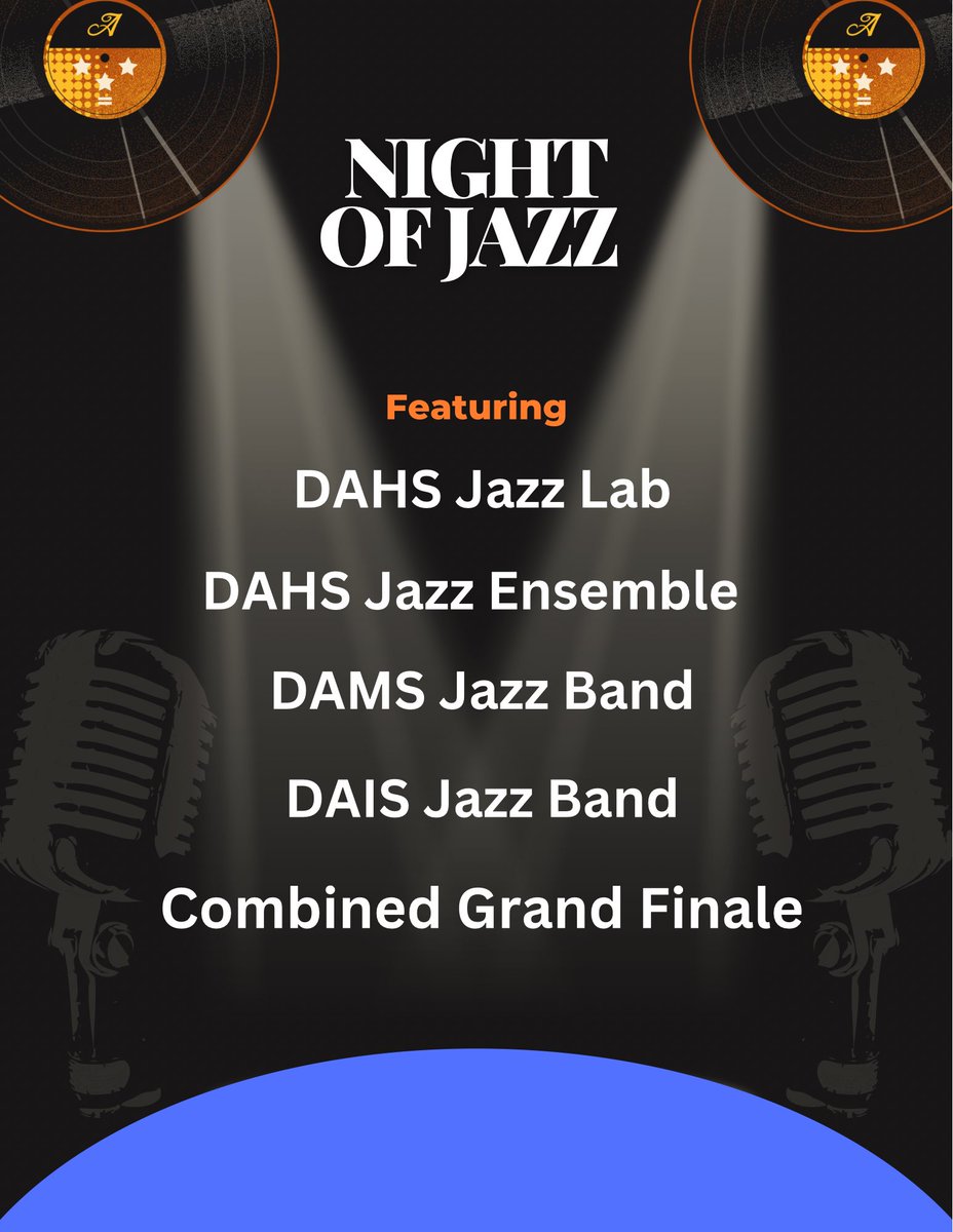 Consider attending the 2nd Annual Night of Jazz featuring: the HS Jazz Lab, HS Jazz Ensemble, the MS Jazz Band, and the IS Jazz Band. Come out for another opportunity to enjoy a great evening of Jazz at the DAIS Auditorium on April 27th beginning at 7pm. <a href="/DAISCommunity/">DAIS</a>